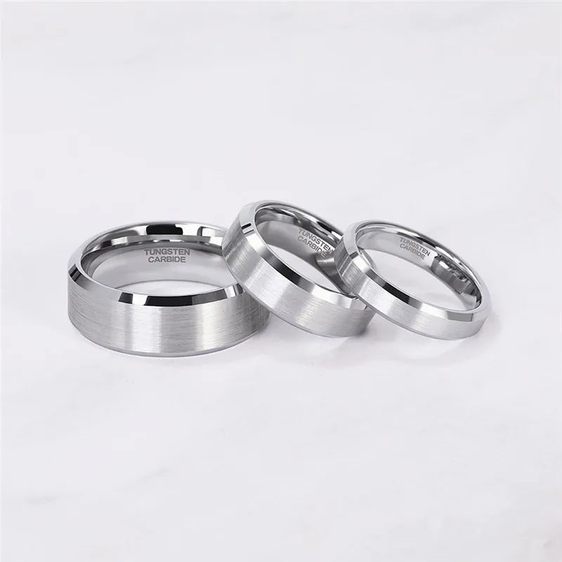 TIGRADE 4/6/8/mm Black Tungsten Carbide Ring Men Brushed Silver Color Wedding Band