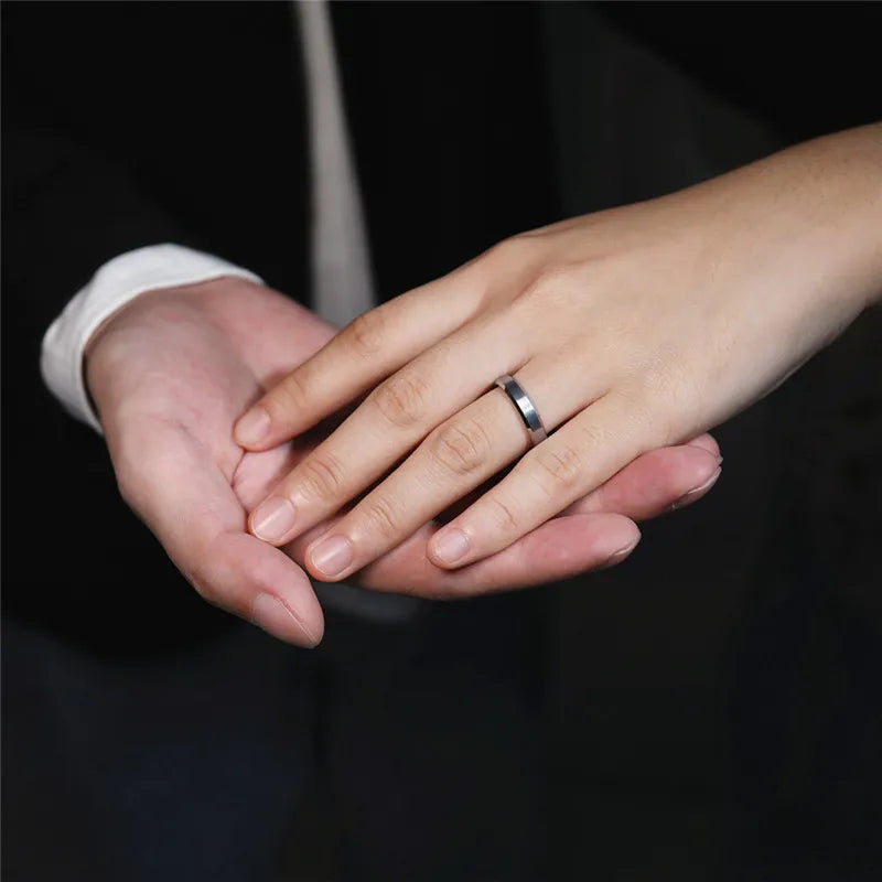 TIGRADE 4/6/8/mm Black Tungsten Carbide Ring Men Brushed Silver Color Wedding Band