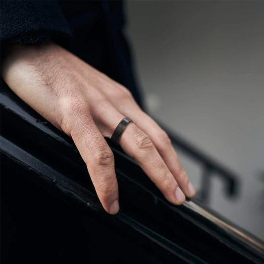 TIGRADE 4/6/8/mm Black Tungsten Carbide Ring Men Brushed Silver Color Wedding Band
